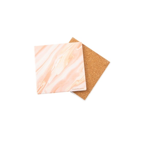  Pink & Orange Marble Coaster Single, 4.25″ x 4.25″