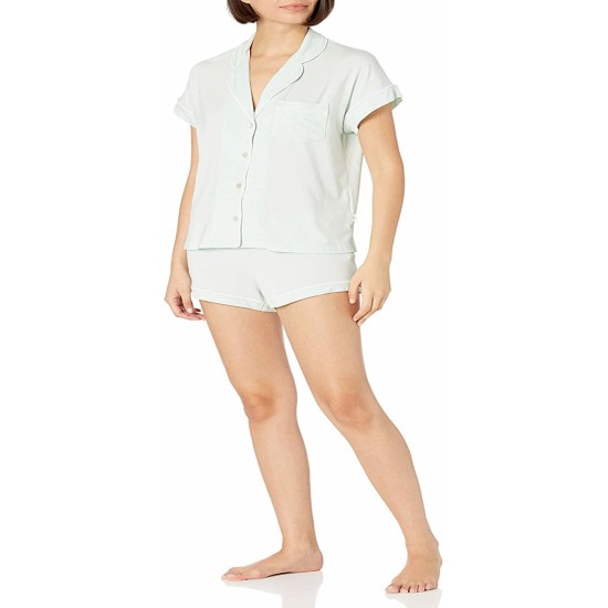  Women’s Pajama Set with Shorts, Retro Mint, Large