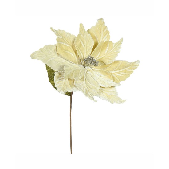  22″ Champagne Poinsettia 6 Pack Artificial Christmas Flower, Beige