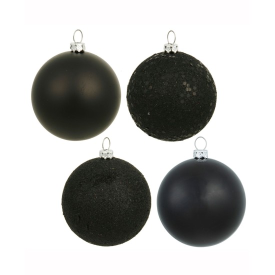  2.75″ Black 4-Finish Ball Ornament Assortment, 20 per Box, Black