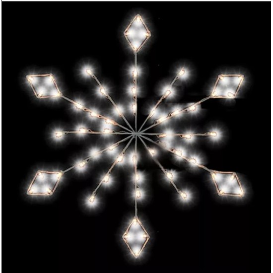  4′ Diamond Snowflake Pole Decoration With 48 Led Lights