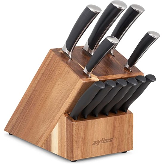 Comfort Pro 12-Piece Cutlery Block Set – German Stainless Steel Kitchen Knife Set – Dishwasher Safe Knife Set & Acacia Knife Storage Block – 12 Pieces