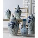 A&B Home Bryn Lidded Jar, Blue/White, 11.4″H