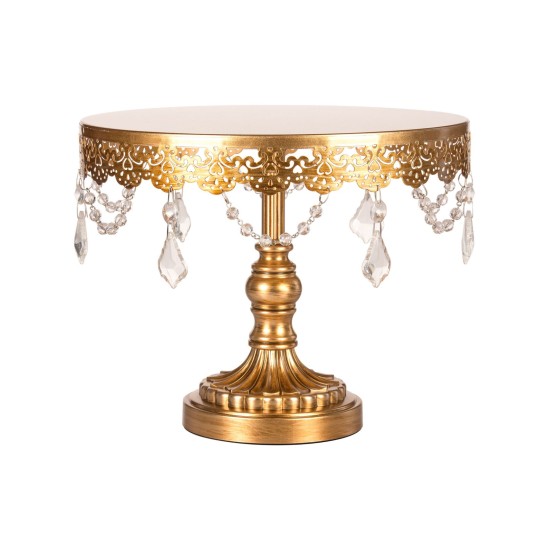 Amalfi Sophia 10″ Crystal-Draped Cake Stand (Gold)