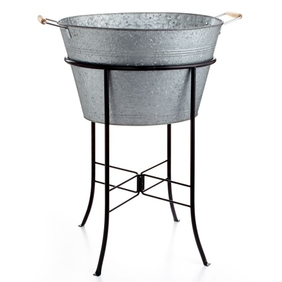  Masonware Party Tub with Stand, Galvanized, Metal