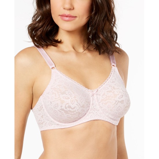  Women's Lace 'n Smooth 2-Ply Seamless Underwire Bras, White/Pink, 38DD