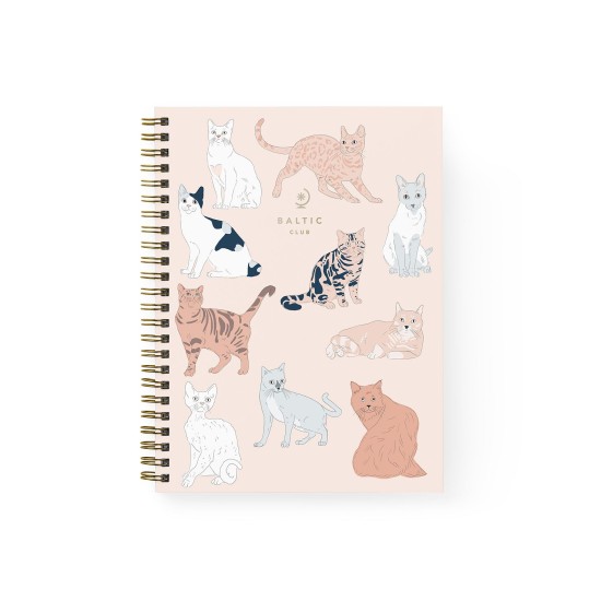  Cats Spiral Notebook, Beigekhaki, 6″ x 8″