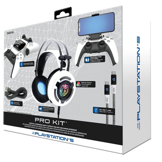  BNK-9083 PS5 Pro Kit – Essential Accessories – Headset, Charge Base, Cable