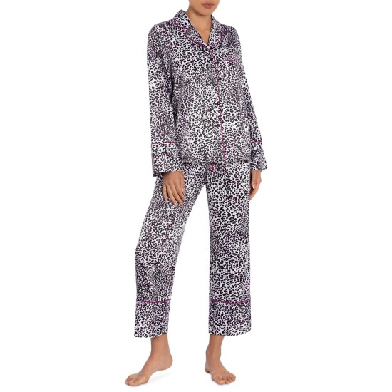 Bloom By Jonquil Women’s Animal Zoey Satin Pajama Set, Medium, Ivory