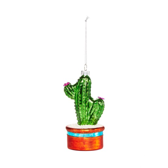 Bloomingdale’s Glass Cactus Ornament, Red/Yellow,