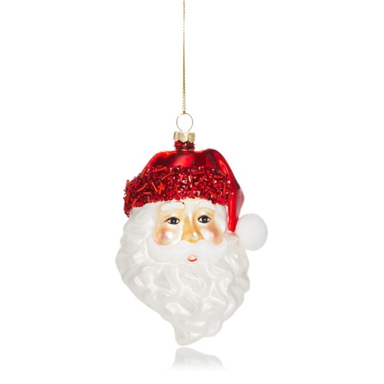 Bloomingdale’s Glass Santa Head Ornament, Red/white
