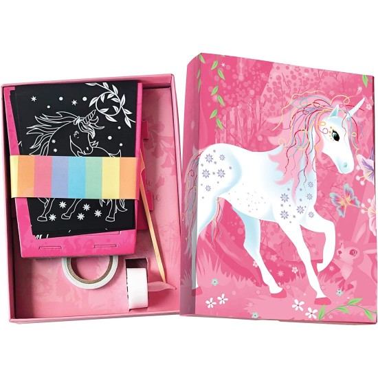  Totally Twilight Unicorn Lantern Scratch Art Set, Pink