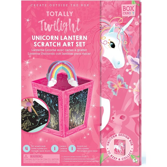  Totally Twilight Unicorn Lantern Scratch Art Set, Pink