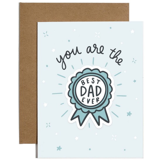 Brittany Paige Best Dad Sticker Greeting Card, Blue, 5.75″ x 4.63″