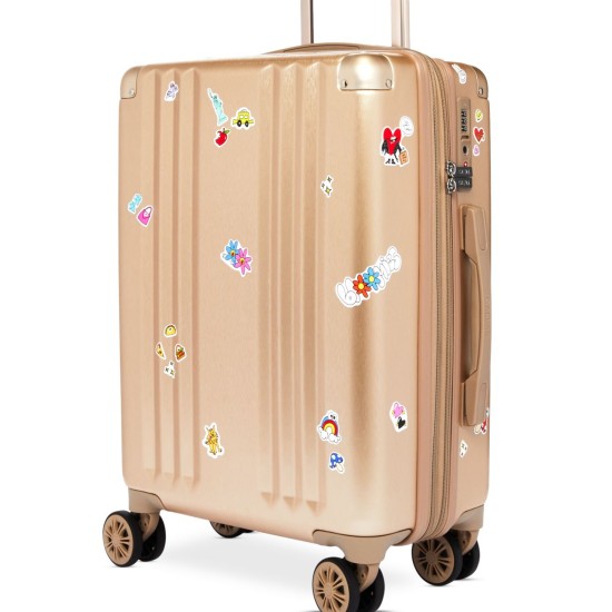  Ambeur 20-Inch Rolling Spinner Carry-On Suitcase, Rose/Gold