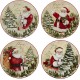  Holiday Wishes 9″ Salad/Dessert Plate, Set of 4 Assorted Designs, Mulicolored