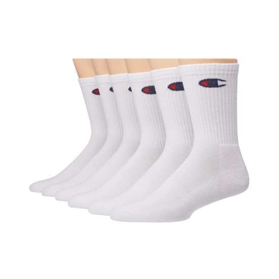  mens Double Dry Moisture Wicking  Logo 6 Or 12 Pack Crew Casual Sock, White Ankle C (6 Pack), US