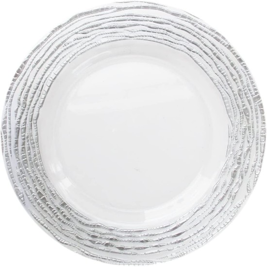  Charge It by Jay Arizona Charger 13” Decorative Glass Service Plate for Home, Silver