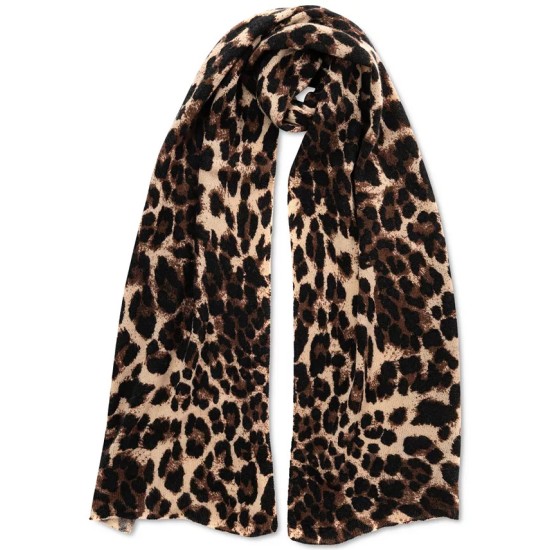 Charter Club Leopard-print Cashmere Scarf Brown One Size