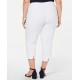  Womens Plus Chelsea Tummy Slimming Natural Waist Capri Pants, White, 28W