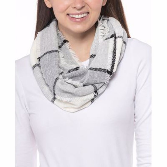  Woven Chenille Loop Scarf, Gray, 30″ x 13”