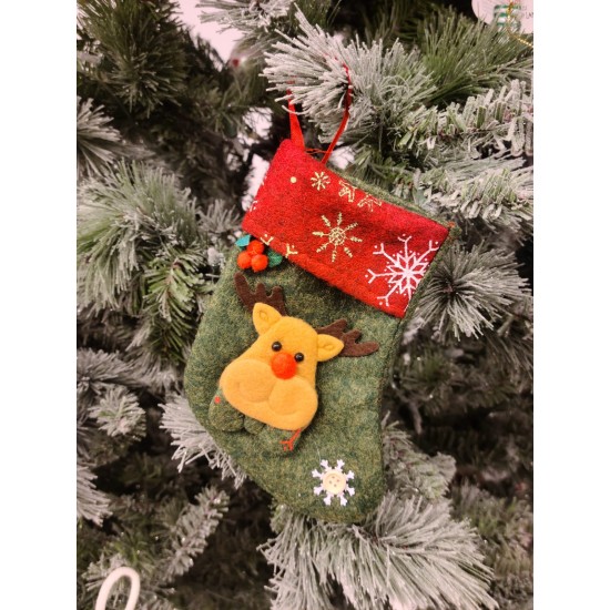 , Set of 4, 3D Christmas Theme Stockings Gift & Candy Bag & Tableware Holder Ornament Animated Santa Reindeer Snowman Dog, Snowflake, Set of 8
