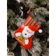 , Set of 4, 3D Christmas Theme Stockings Gift & Candy Bag & Tableware Holder Ornament Animated Santa Reindeer Snowman Dog, Green and Red Stripes, Set of 8