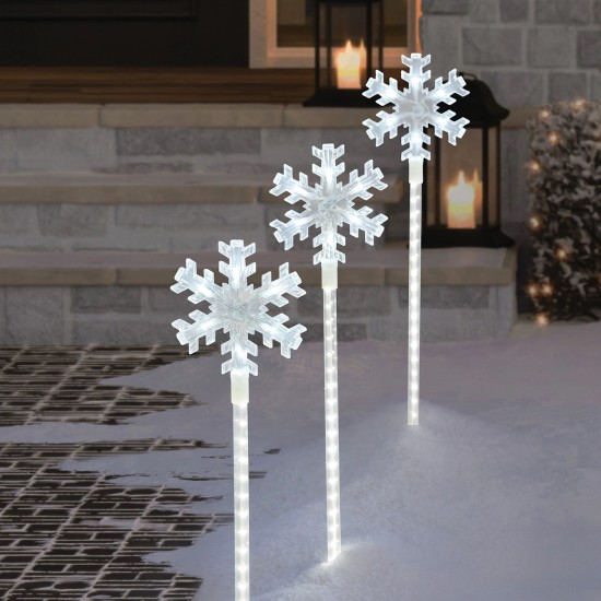  Snowflake Pathway LED Lights, White, 5-Count