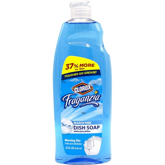  Fraganzia Liquid Dish Soap Smells Great and Cuts Through Tough Grease Fast Quick Rinsing Formula Washes Away Germs A Powerful Clean You Can Trust, Scent, 22 Fl Oz (Pack of 6),Morning Sky