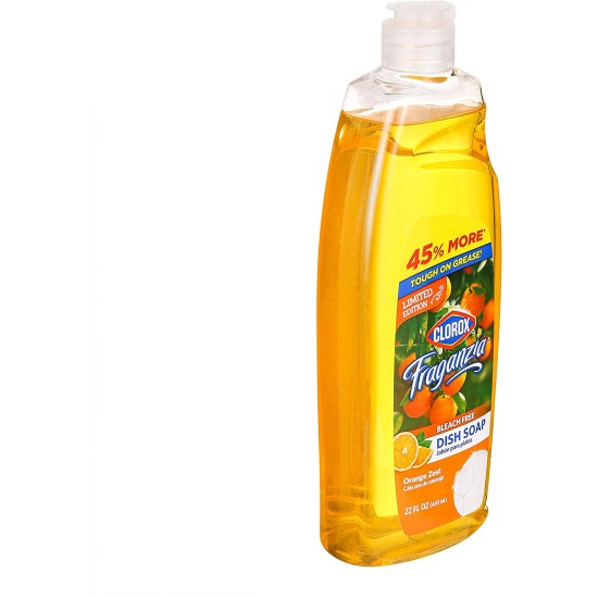  Fraganzia Liquid Dish Soap | Smells Great and Cuts Through Tough Grease FAST | Quick Rinsing formula Washes Away Dirt | A Powerful Clean You Can Trust, Orange Zest Scent, 22 Ounces
