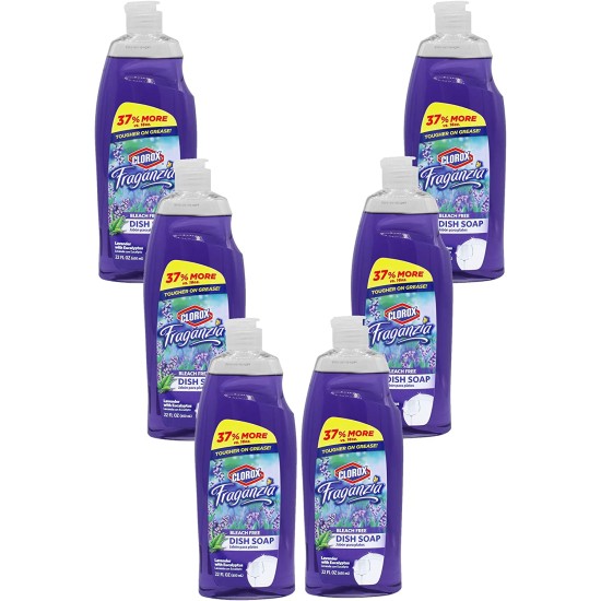  Fraganzia Liquid Dish Soap, Smells Great and Cuts Through Tough Grease Fast, Quick Rinsing Formula Washes Away Germs A Powerful Clean, You Can Trust, Lavender Scent, 22 Ounces (Pack of 6)