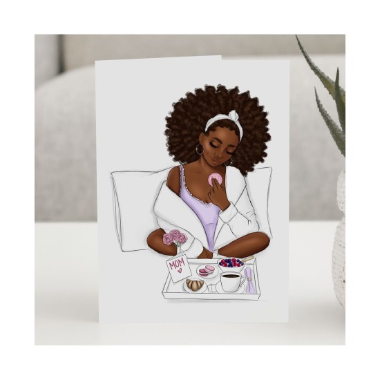 Coco Michele Breakfast in Bed Greeting Card, White, 4.25″ x 5.5″