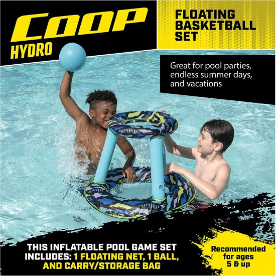  Hydro Spring Hoops, Pool Toy, Inflatable Pool Game Basketball Set, Blue, 3.0” x 5.25” x 1.75”