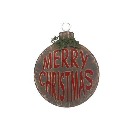  Ornament Shaped Metal Wall Decor with Embossed “Merry Christmas” Heavily