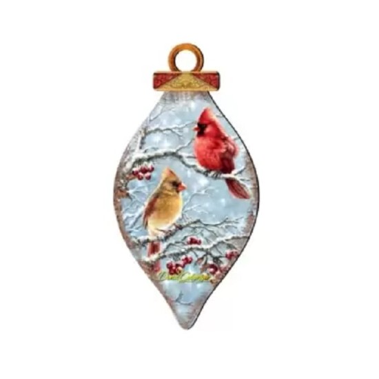  by Dona Gelsinger Winter Cardinals Ornament and Cone Ornament