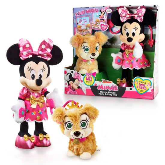Disney Junior Minnie Mouse Party Figure & Play Pup Plush by 