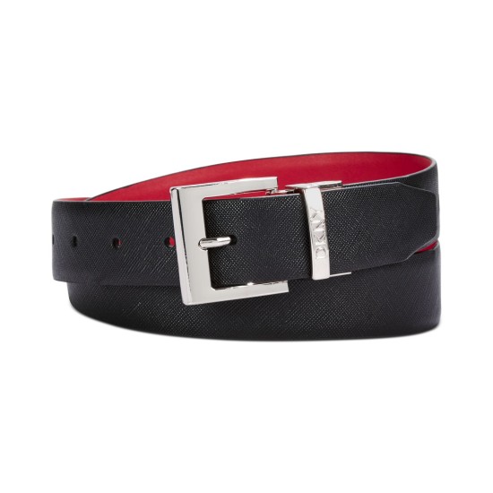  Saffiano to Smooth Reversible Belt – Black/Red, Large