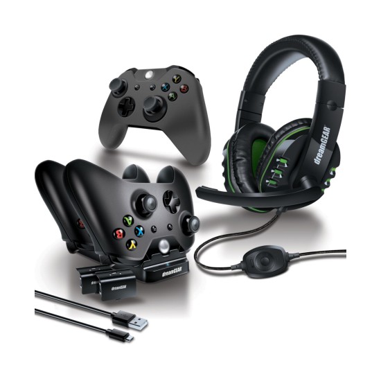  8 in 1 Gamers Kit for XBOXONE: Includes Charging dock/USB/Gaming Headset/Protective Covers and (2) 800 mah Rechargeable batteries (6631)
