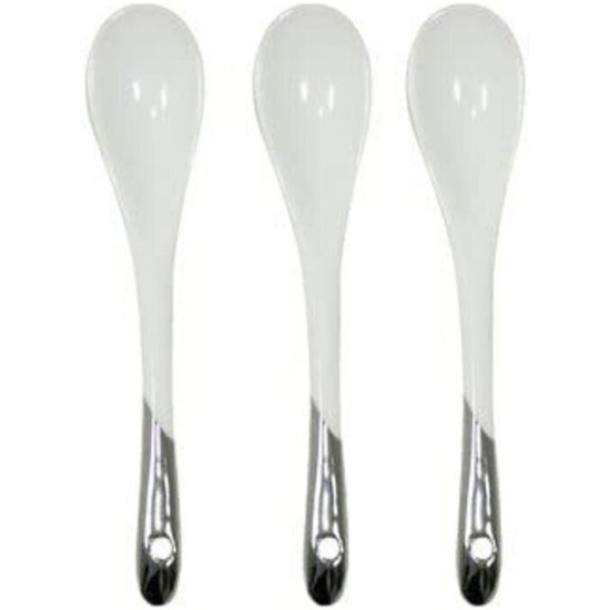  Marais Platinum Spoons, Set of 3, Silver/White