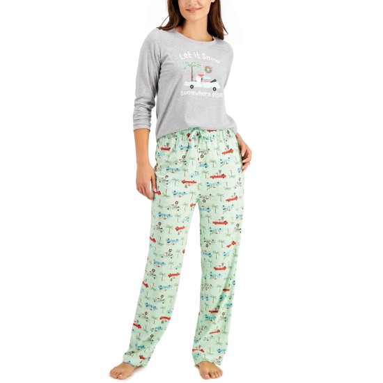  Matching Women's Tropical Santa Family Pajama Sets, Tropical Santa, Large