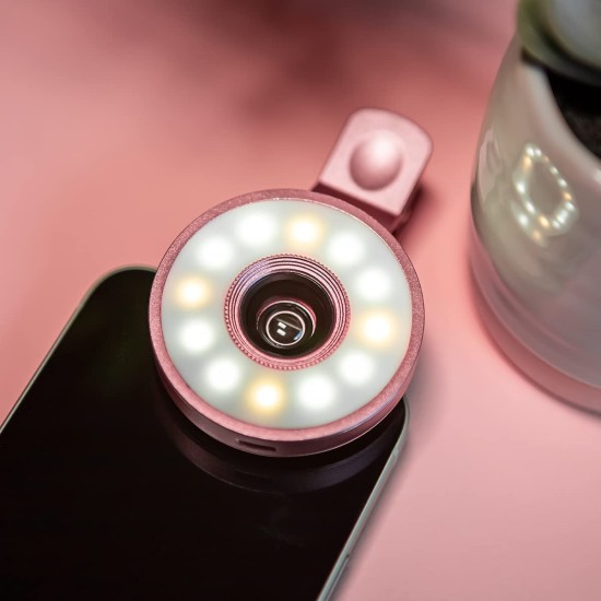  GloLens-Wide Angle Illuminating Selfie Cell Phone Lens (Rose Gold)
