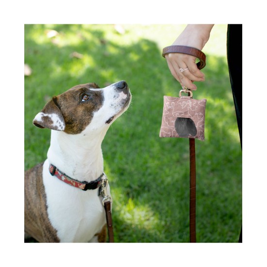  Canvas Waste Bag Dispenser Loose Dog, Brown, 4”