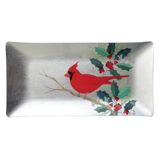  Medium Foil Rectangle Glass Tray, Cardinal