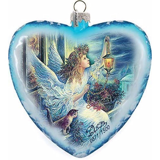  Limited Edition Light The Way Angel Glass Heart Ornament, 5.5″
