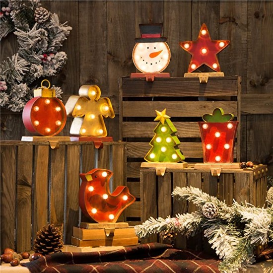  Christmas Stocking Holder Marquee LED Ornament Xmas Stocking Hooks Seasonal Decor