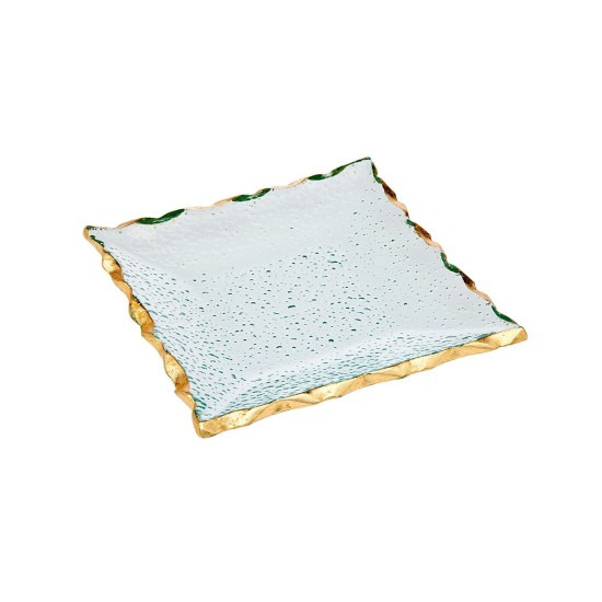  Harper Dessert 7″ Square Plates – Set of 4, Silver/Gold