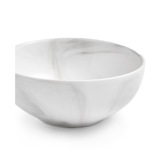  Modern Marble-Look 9″ Vegetable Bowl (White)