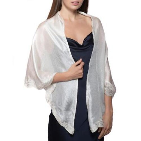  Concepts Crescent Scalloped Wrap, Ivory