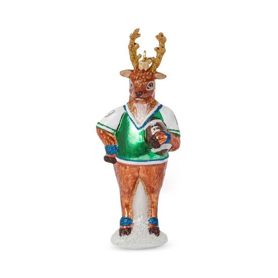  Country Estate Reindeer Games Blitzen the Reindeer Glass Ornament, Green/Gold