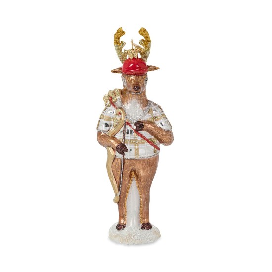  Country Estate Reindeer Games Cupid the Reindeer Glass Ornament, Wine/Gold